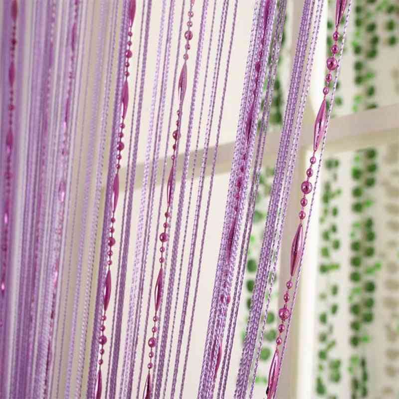 Beads Line Modern Yarn Dyed Curtains For Home Living Room, Hotel Cafe Interior Decoration