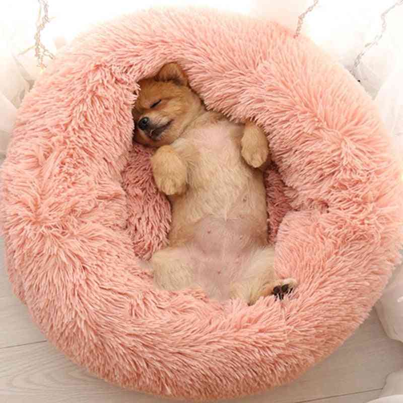 Soft Plush Dog Bed - Round Shape Sleeping Bag, Winter Warm Beds