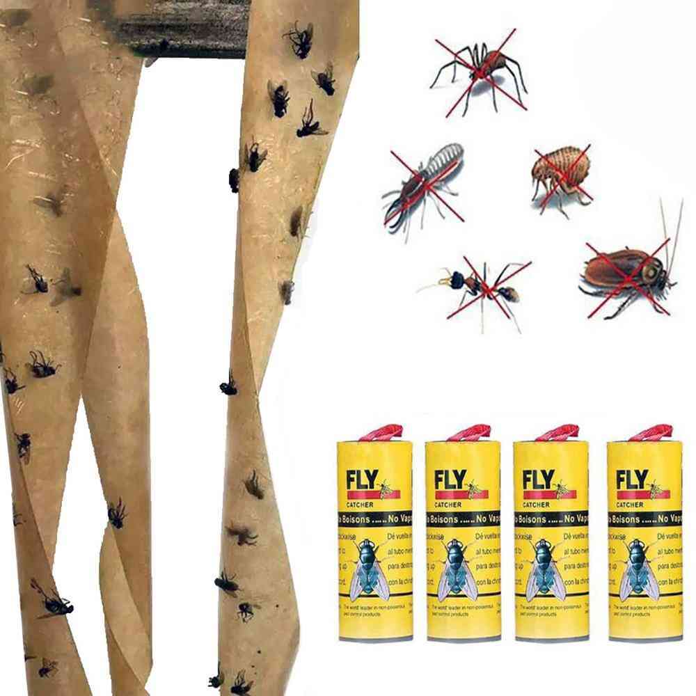 4 Rolls Of Fly Paper To Remove Flies, Flytrap Adhesive Stickers