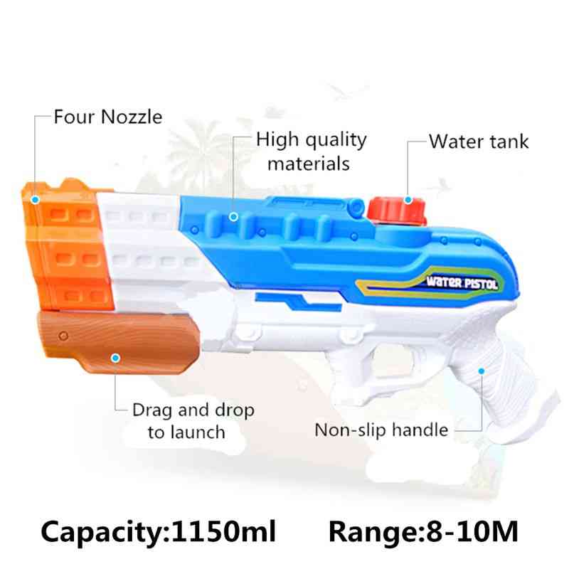 1200cc pištola za namakanje vode - 4 šobe, brizgalna pištola za brizganje vode za bojne igre