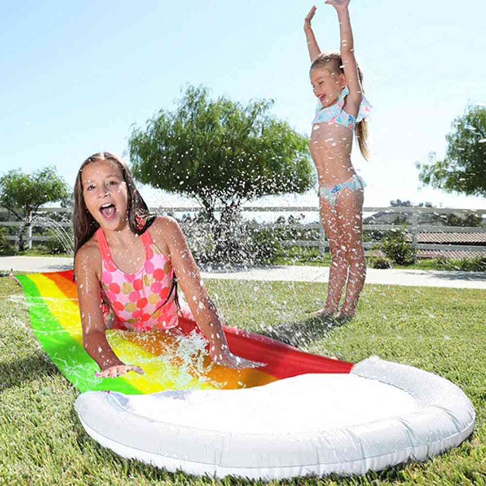 Piscines de toboggan aquatique arc-en-ciel - arroseur gonflable enfants / enfants piscine d'été pvc jardin extérieur pelouse jeux d'eau jouet -