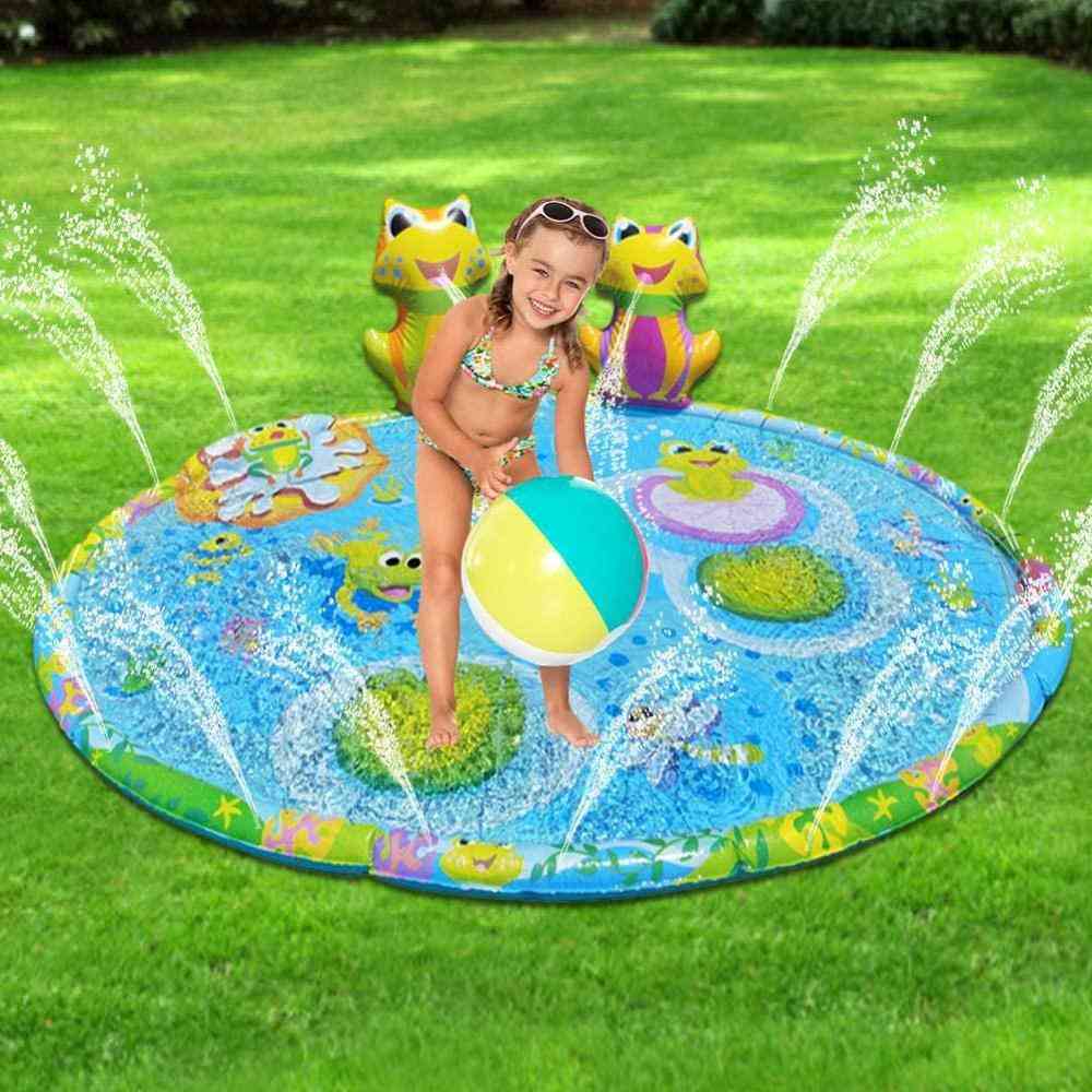 Aufblasbare Wassersprüh-Spielmatte 3d Frosch - Rasenspielplatzsprinkler im Freien