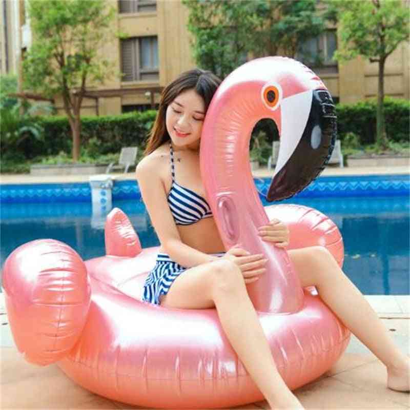 150cm Summer Inflatable Flamingos Shape Swim Pool Floats Raft Air Mattresses Swimming Fun Water Sports Beach Toy For Adult (pink)