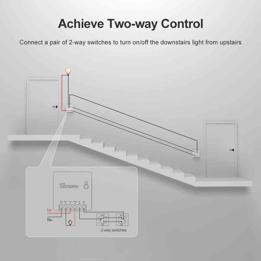 Mini Diy Wifi Switch Two Way Smart Switch Small Body Timer Light Switch Remote Control Module Work With Alexa Itead
