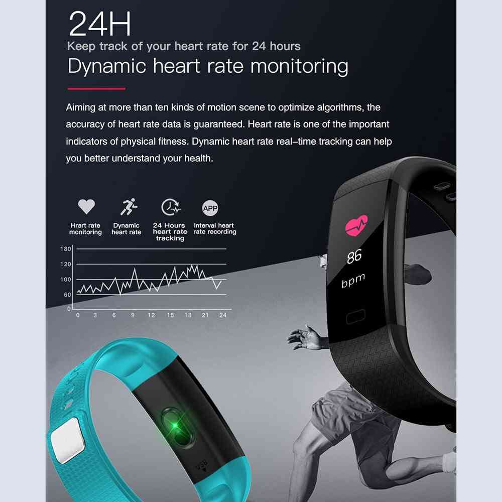 Cardiofrequenzimetro smart band proprietario del tempo e braccialetto intelligente - aggiungi 1 cinturino blu