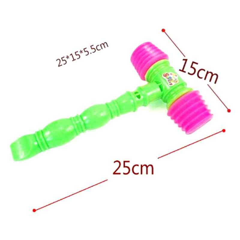 25cm Fun Noise Maker Plastic Durable Handle Hammer, Built In Whistle Kids Plastic Noisy Whistle Toy (red)