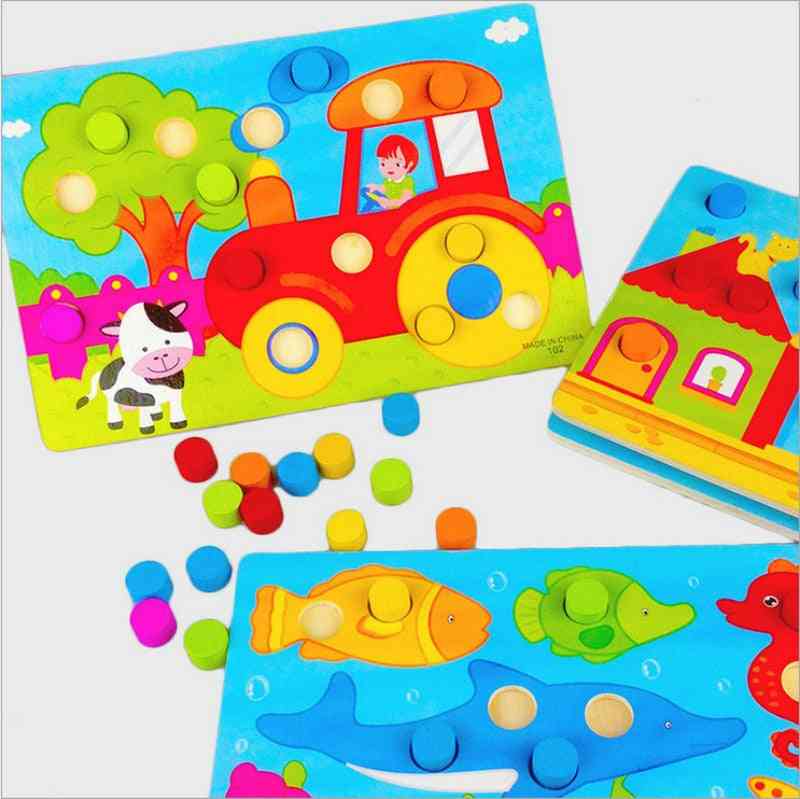 Color cognition board montessori educational, wood toy for- jigsaw early learning game match cl0545h