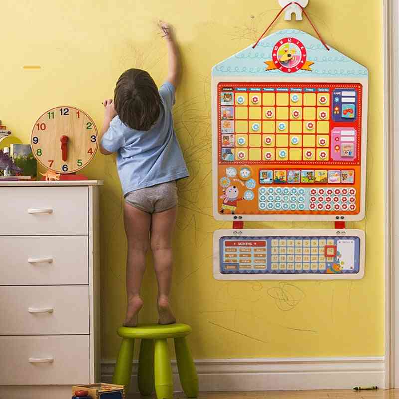 Tabla de responsabilidad de actividad de recompensa magnética de madera calendario para niños juguetes educativos para niños - czs0088-b