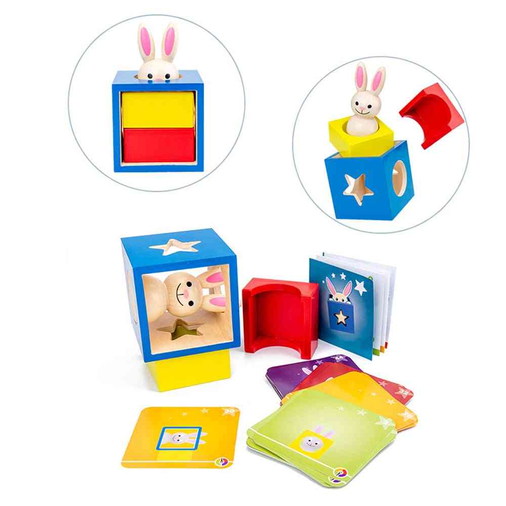 Wooden Rabbit Magic Box With Secret Bunny Boo Hide And Seek Magic Game Brain Teaser Kids Wood Toy (as Shown)