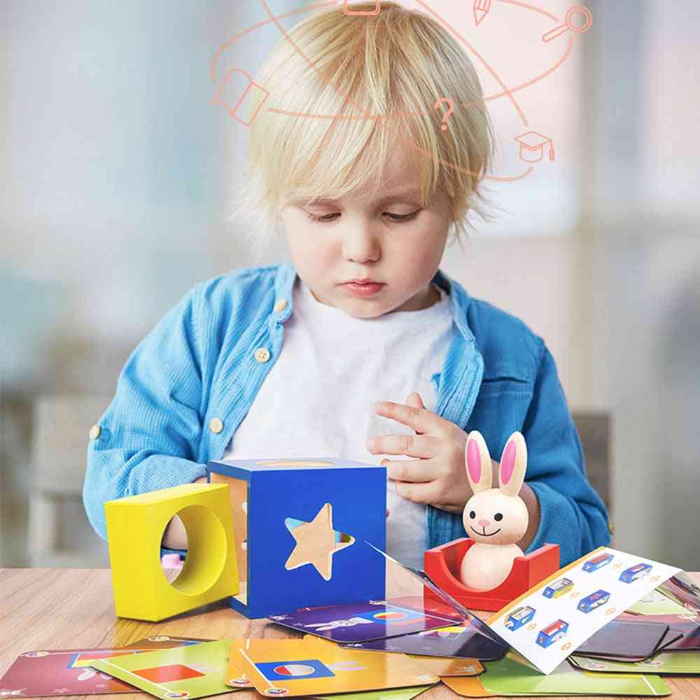 Wooden Rabbit Magic Box With Secret Bunny Boo Hide And Seek Magic Game Brain Teaser Kids Wood Toy (as Shown)