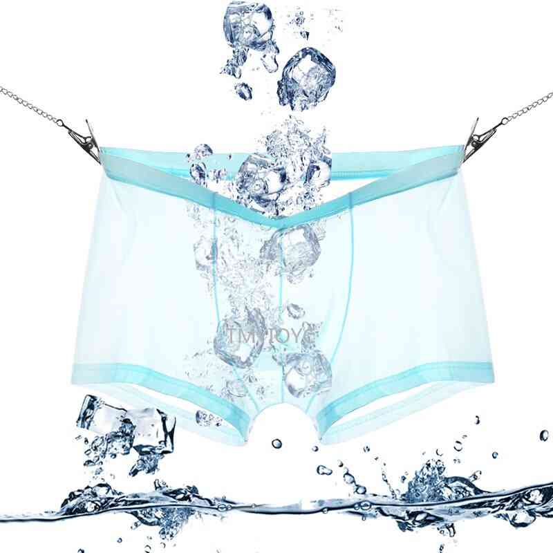 3pcs Men's Boxer Solid Translucent- Underpants Breathable Panties  Ice Silk Seamless