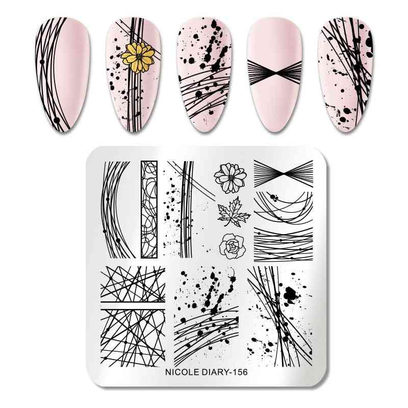 Plaques d'estampage d'ongles en acier inoxydable fleurs pour nail art, accessoires de pochoir pour plaque d'image pour ongles - ND-168