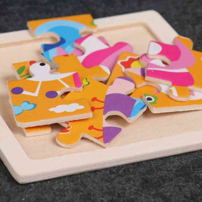 Brinquedos educativos de madeira para crianças - quebra-cabeças de aprendizagem precoce ajuda de ensino de fósforo de animais de inteligência - 001