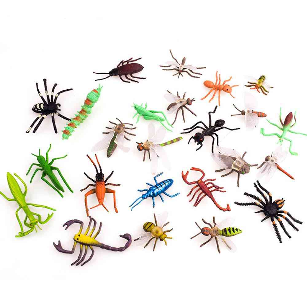 12 יחידות הדמיית פלסטיק pvc מיני חיות חרקים דגמי עכביש, ג'וק, חיפושית, חגב, שפירית נמלה, גמל שלמה צעצוע חינוכי