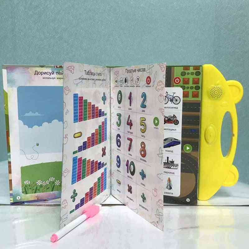 Russisk sprog læsebog læring e-bog til børn - interaktiv stemmelæsebog tidlige uddannelsesmæssige undersøgelse legetøj gaver (hvid) -
