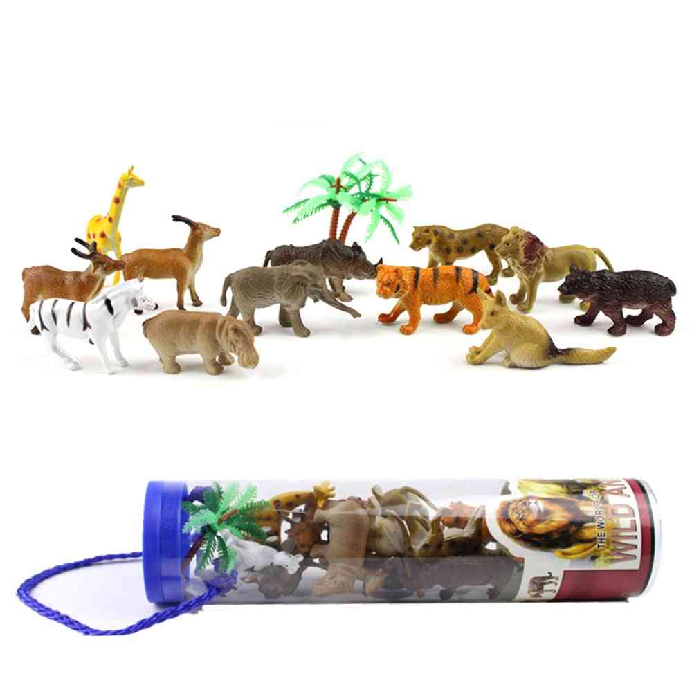 12st mini plast simulering husdjur häst, får, gris, anka, ko, modeller samling barn pedagogiska leksaker -