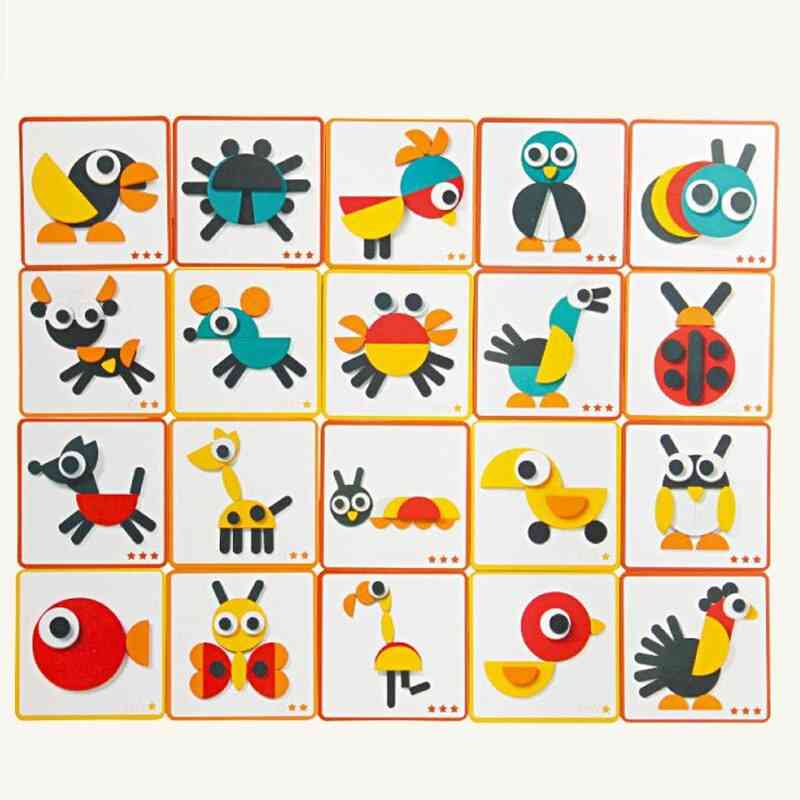 Zestaw drewnianych tablic ze zwierzętami 50 sztuk kolorowy dla dzieci uczących się rozwijających zabawek (bez oryginalnego pudełka) -