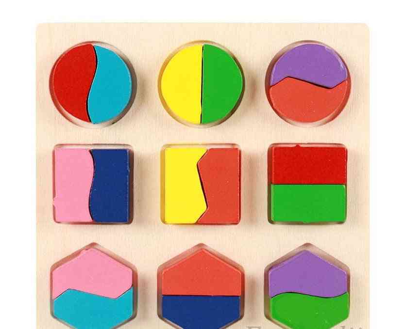 Geometric Shape And Color Matching-wooden 3d Puzzles For