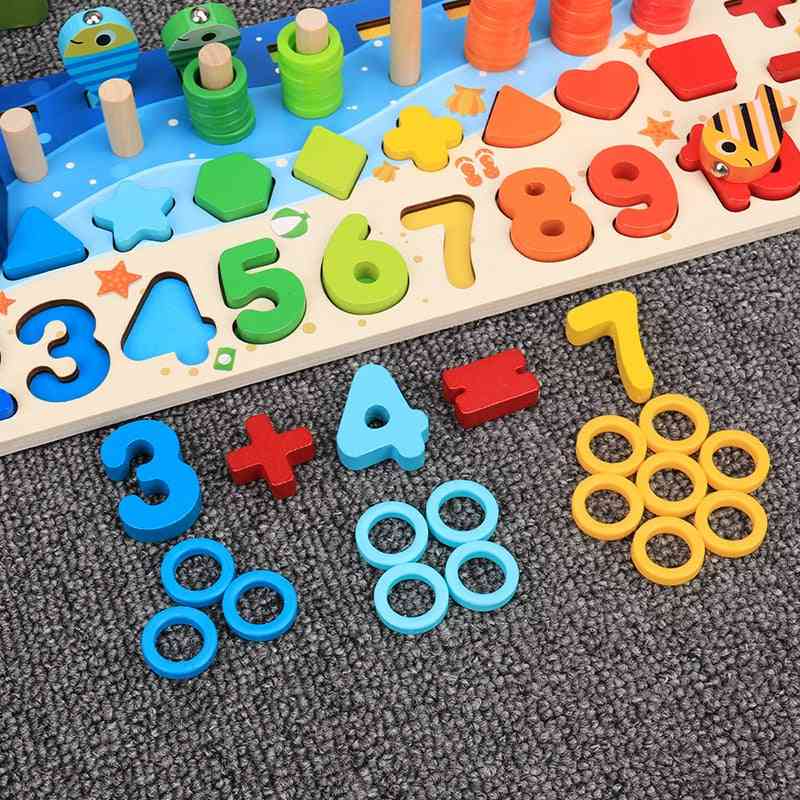 Toys For Kids- Wooden Board Math, Fishing, Count And Numbers