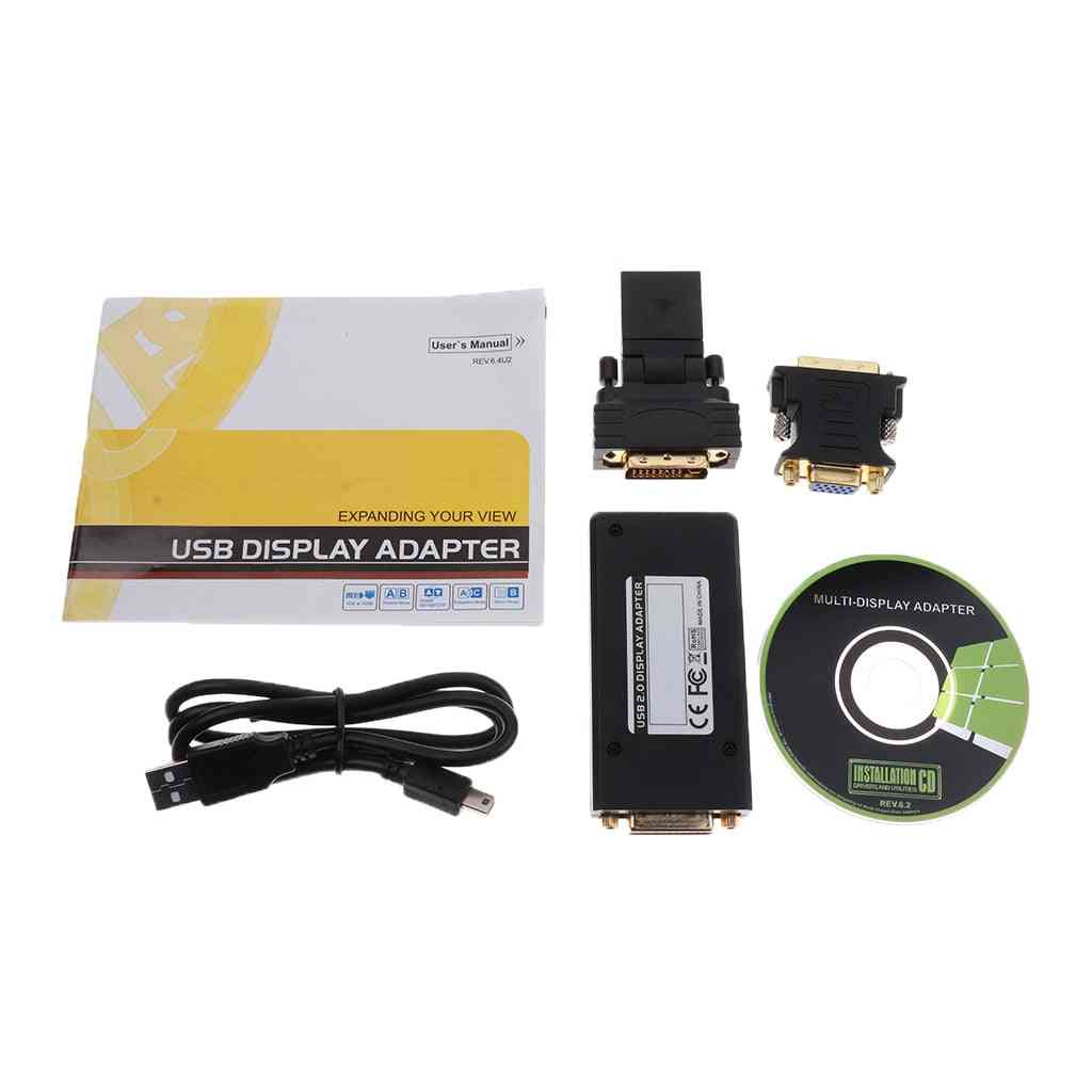 USB 2.0 til DVI / VGA / HDMI Multi Display Monitor Converter adapter til pc -