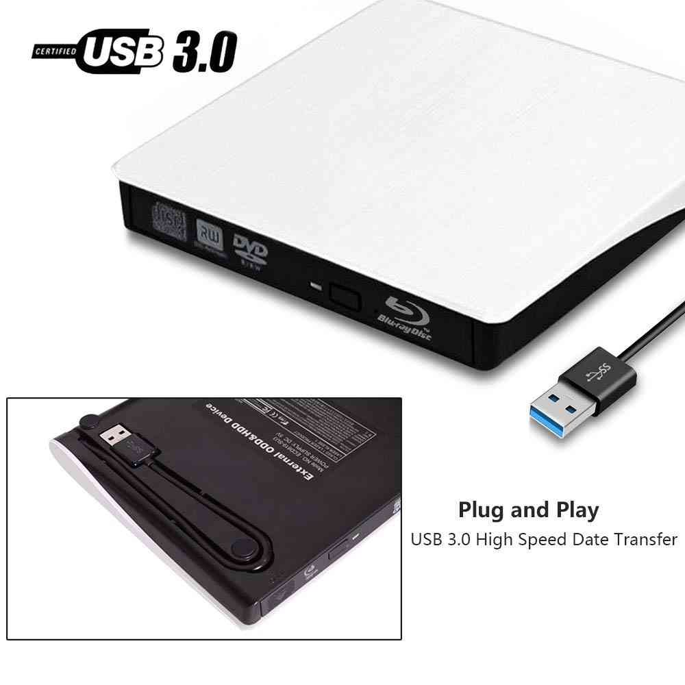 Usb 3.0 drive bd-rom cd / dvd rw burner writer óptico- reproductor externo para computadora -