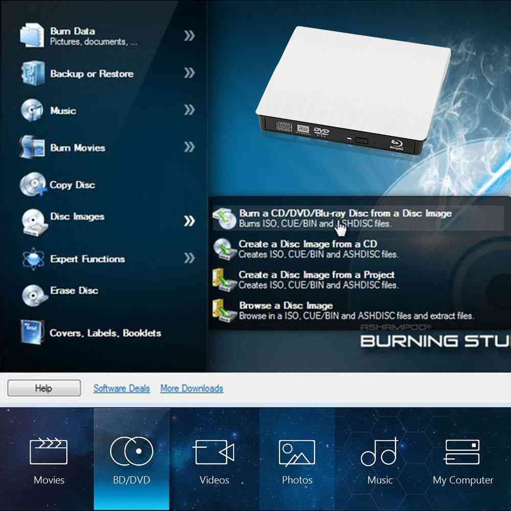 Usb 3.0 drive bd-rom cd / dvd rw burner writer óptico- reproductor externo para computadora -