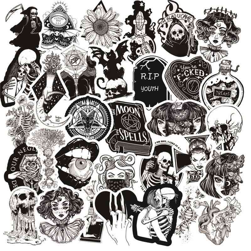 50pcs/pack Gothic Style Horror Thriller Stickers Cool Pegatina For Diy Laptop Skateboard Guitar Car Decals Sticker