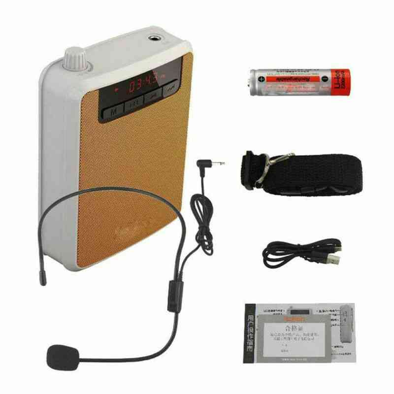 Portable Voice Amplifier, Megaphone Booster, Wired Microphone, Loudspeaker, Fm Radio, Mp3