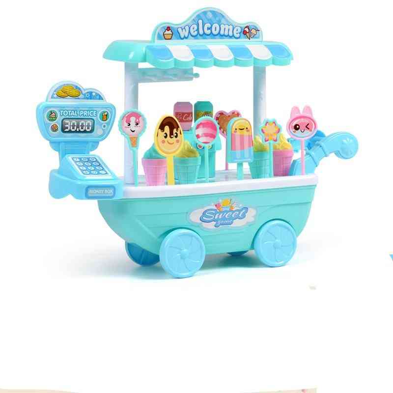 Children Role Play, Educational Toy- Mini Candy Cart Detachable Icecream Shop Toy Cash Register Chrismas