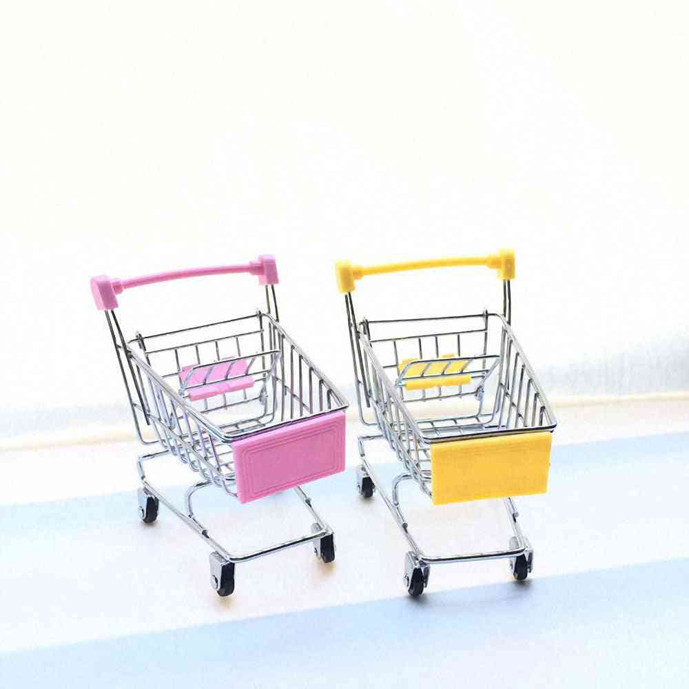 мини количка за пазаруване, преструвайте се играйте детски играчки- симулация супермаркет ръчни колички стая настолна кошница за съхранение домашен декор