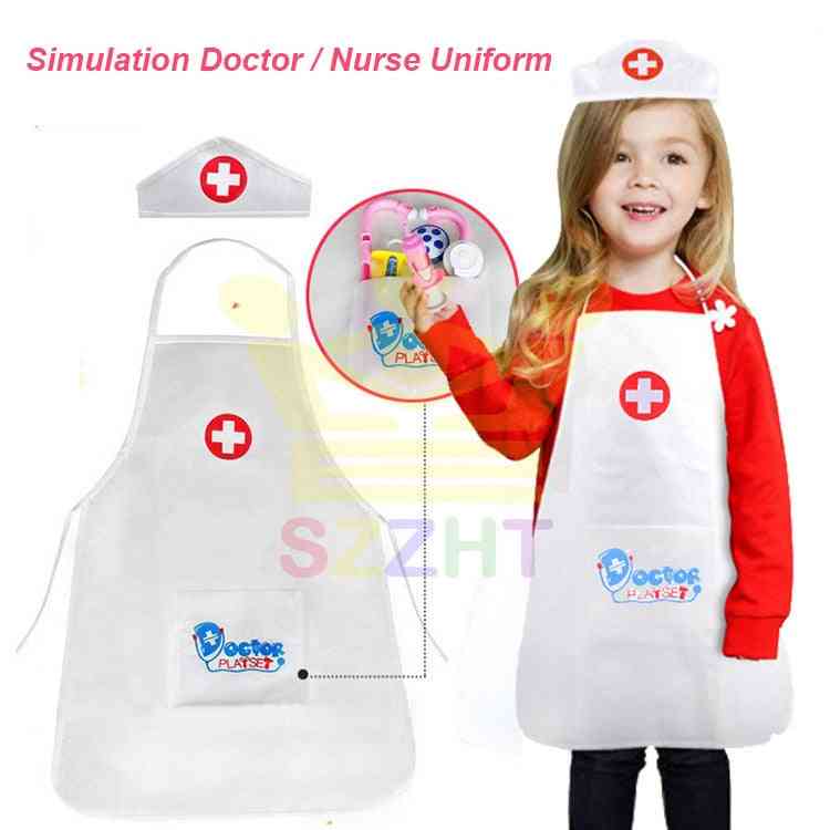 Kids Pretend Play Nurse, Doctor Uniform Cosplay Game, Clothing Props Role Play Performing Costume For Girl- Festival Birthday