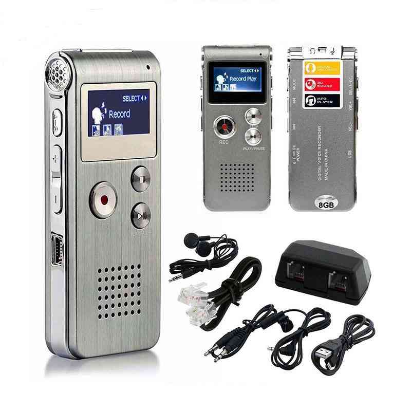 Lcd Screen 8gb Digital Sound Audio Recorder Dictaphone, Mp3 Player, Voice Recorder
