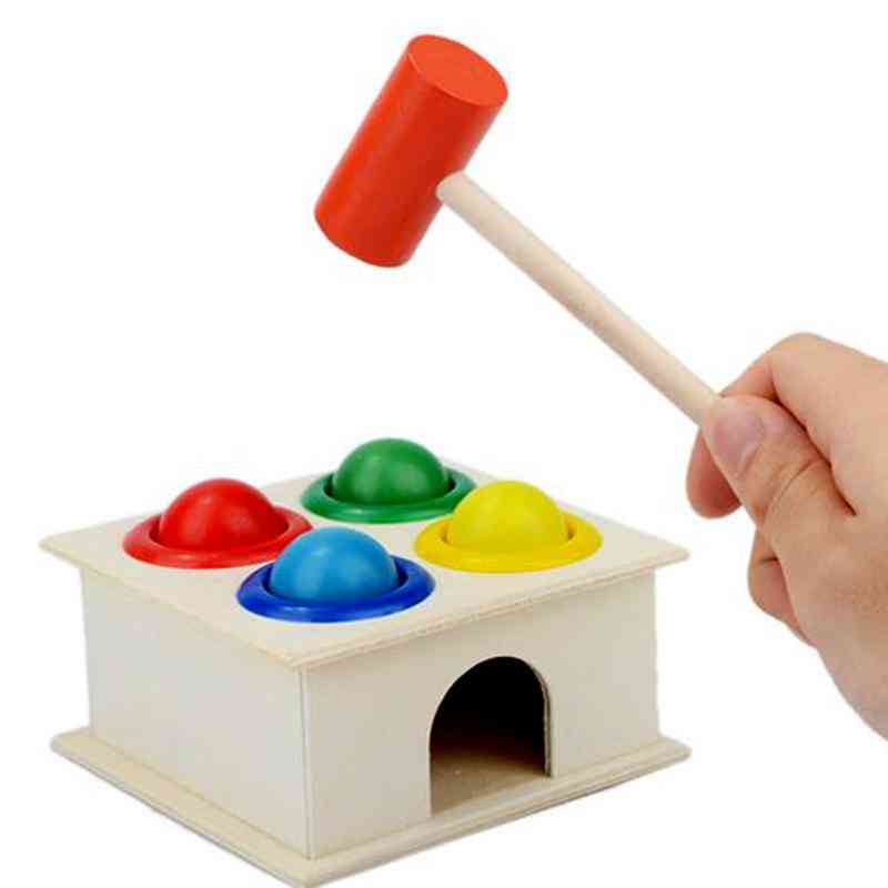 Lesena škatla za kladivo-otroci zabavno igranje igrače hrčka