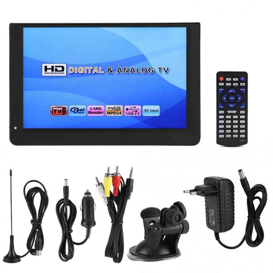 12 Inch Portable Mini Tv, Supports Dvb-t/t2/h265/hevc And Dolby Ac3 1280*800 Tf Card
