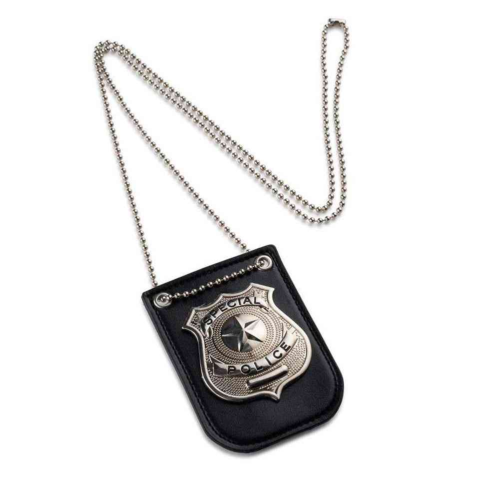 Children Occupation Role Play-america Police Special Badge With Chain And Belt Clip