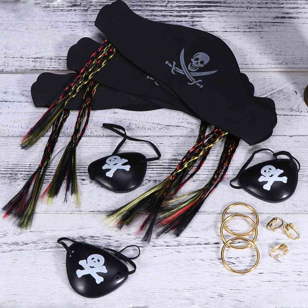 комплект пиратски реквизит за Хелоуин с маска за очи за шапка и пръстен се преструва