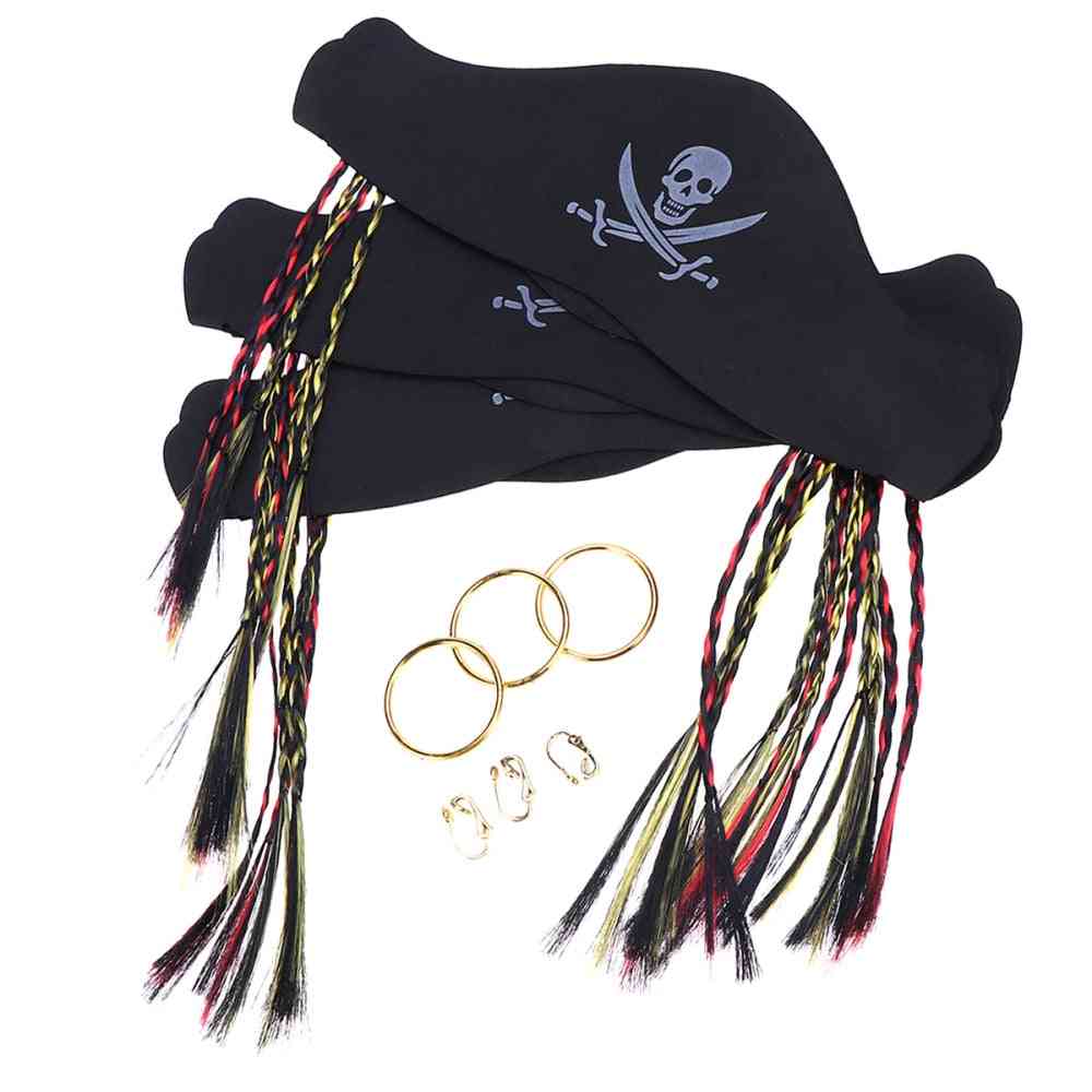 комплект пиратски реквизит за Хелоуин с маска за очи за шапка и пръстен се преструва