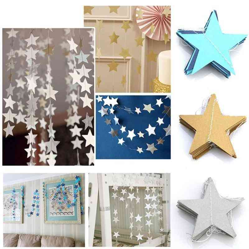 Papir stjerne kranser banner til fødselsdag streng og kæde bryllupsfest - blå