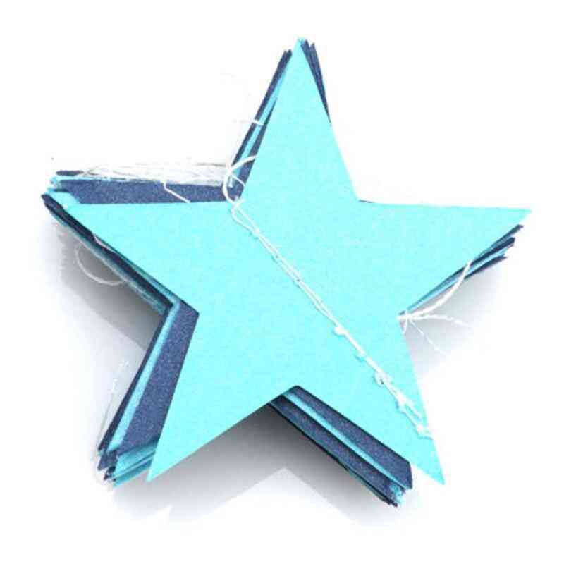 Papir stjerne kranser banner til fødselsdag streng og kæde bryllupsfest - blå
