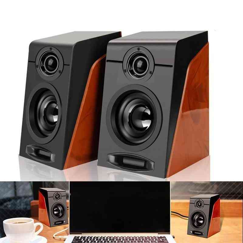 Usb Wired Wooden Combination Speakers - Speakers, Bass Stereo, Music Player, Subwoofer Sound Box