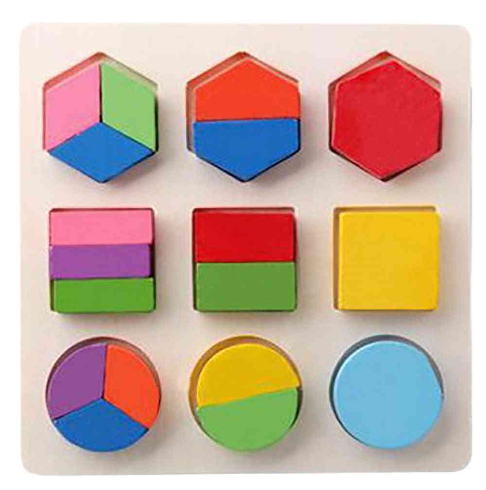 Imagination Kids Baby Wooden Geometry Building Puzzle - Learning Educational Toy