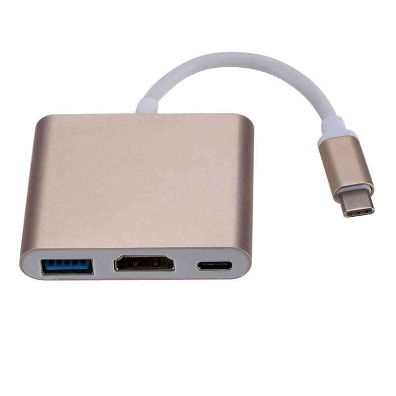 Användbar Thunderbolt 3-adapter, USB-typ C-hubb till HDMI 4K-stöd, Samsung Dex-läge USB-C-doce med PD för Macbook Pro / Air - guld