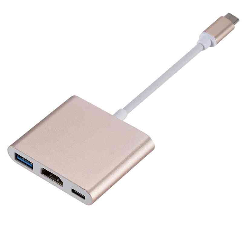 Uosible Thunderbolt 3 adapter, USB type C hub til HDMI 4K support, Samsung dex mode USB-C doce med PD til Macbook Pro / Air - guld