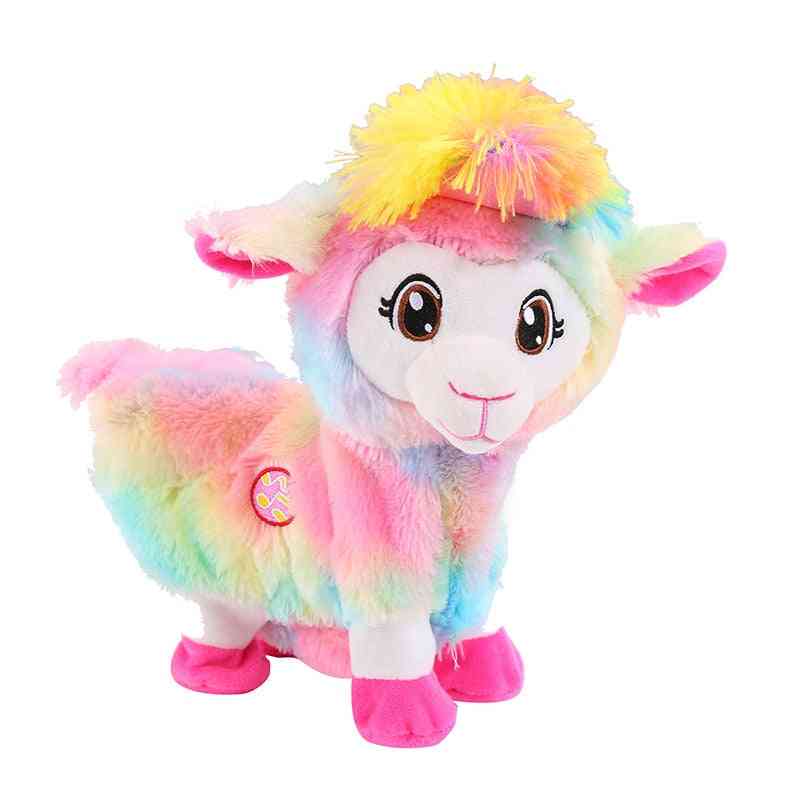 Pluszowe zabawki elektryczne baby alpacas lalka musical zabawny, zwierzaki żywe boppi lama łup shakina - potrząśnij głowami taniec śpiewa - wielobarwny