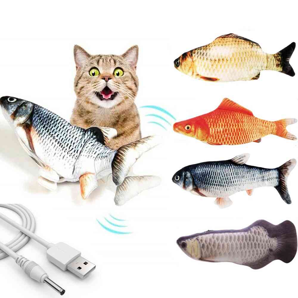 Jucărie de pește electrică, cu simulare de încărcare USB 3D pentru animale de companie