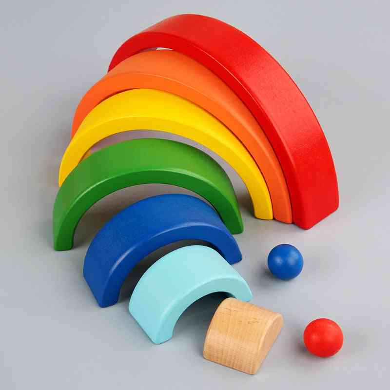Wooden Rainbow Building Blocks -montessori Toy
