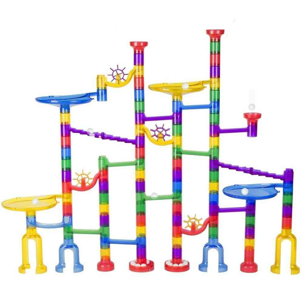 Set Of 122pc Large Size Marble Race Run Track -building Blocks For Kids