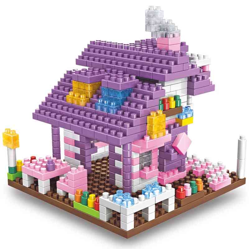 Chegam novos blocos de construção de mini blocos sem logoinger fairy cars purple villa para crianças - t1