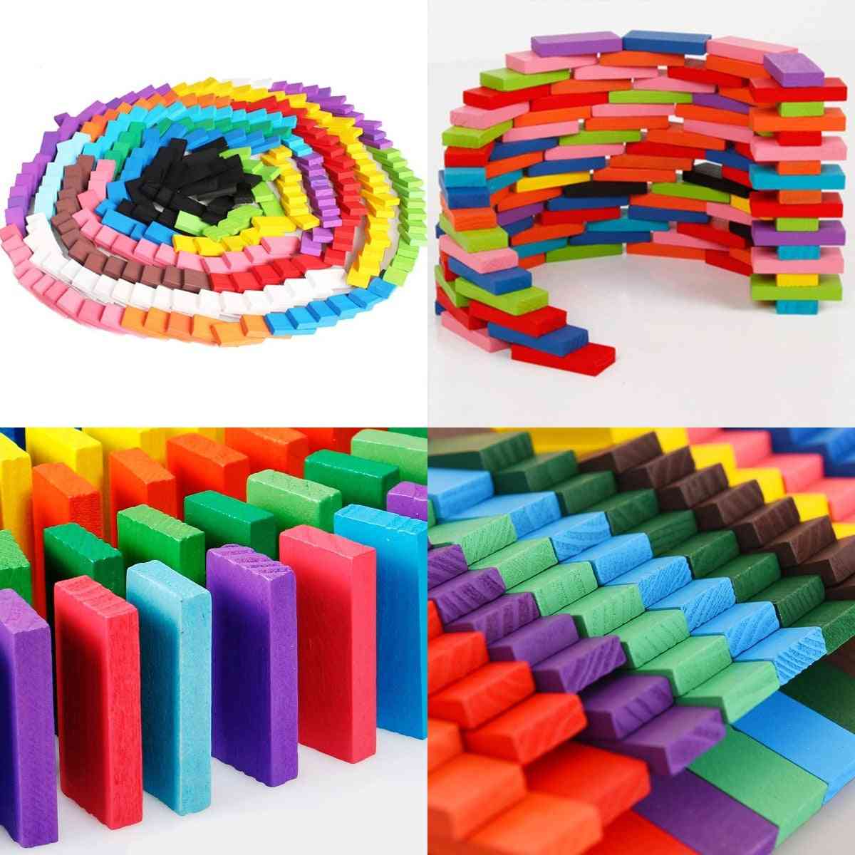 120 unidades / conjunto de blocos de dominó de madeira arco-íris, brinquedos quebra-cabeças para brinquedos educativos para crianças - 1 peça auxiliar de dominó