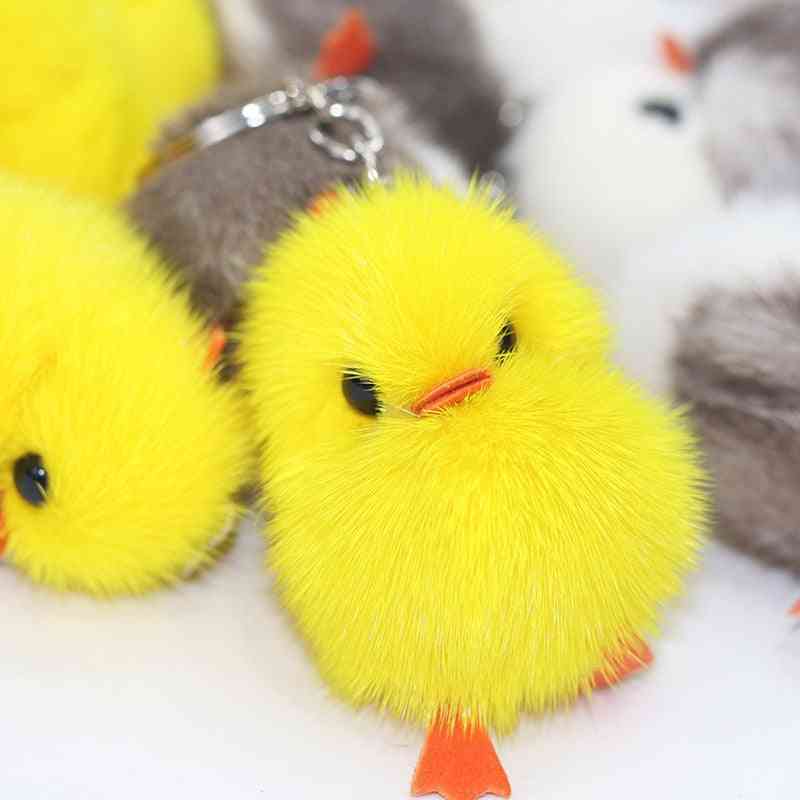 Cute Cartoon Animal Mink Fur Mini Duck Plush Doll - Keychain Craft Toy